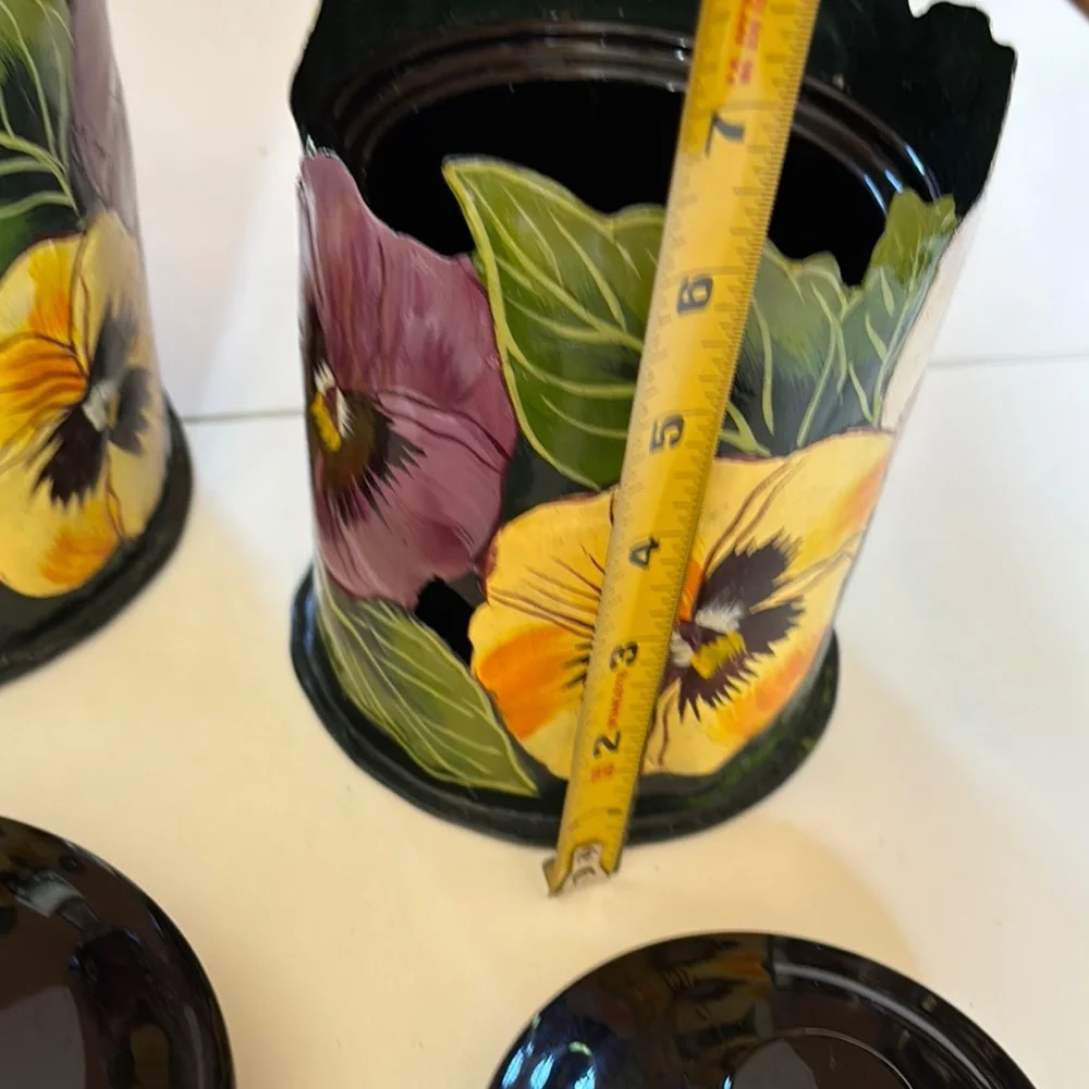 Floral Ceramic /Metal hand painted Canister Set - Multicolor - Picture 11 of 12
